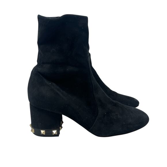 Valentino Garavani Rockstud‎ Boots Booties Suede Black Size 36.5 US 6.5 - Picture 8 of 16